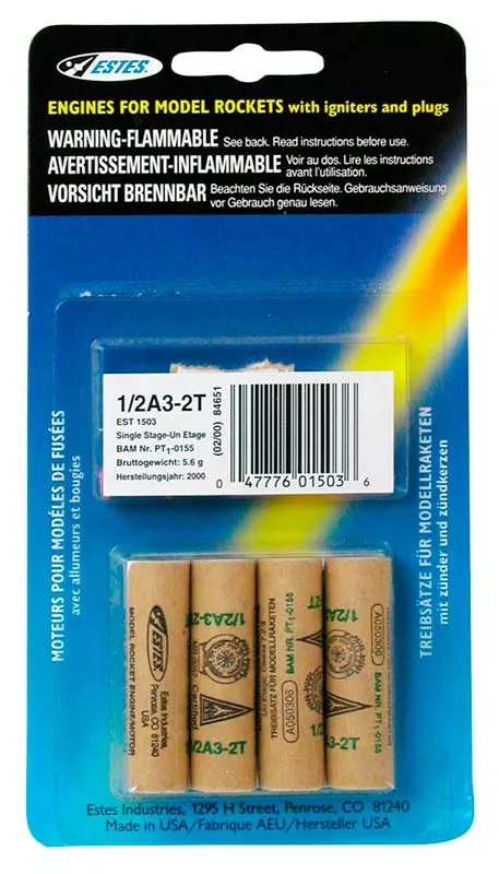 1/2A3-2T Mini Engines (4) by Estes Rockets #1503