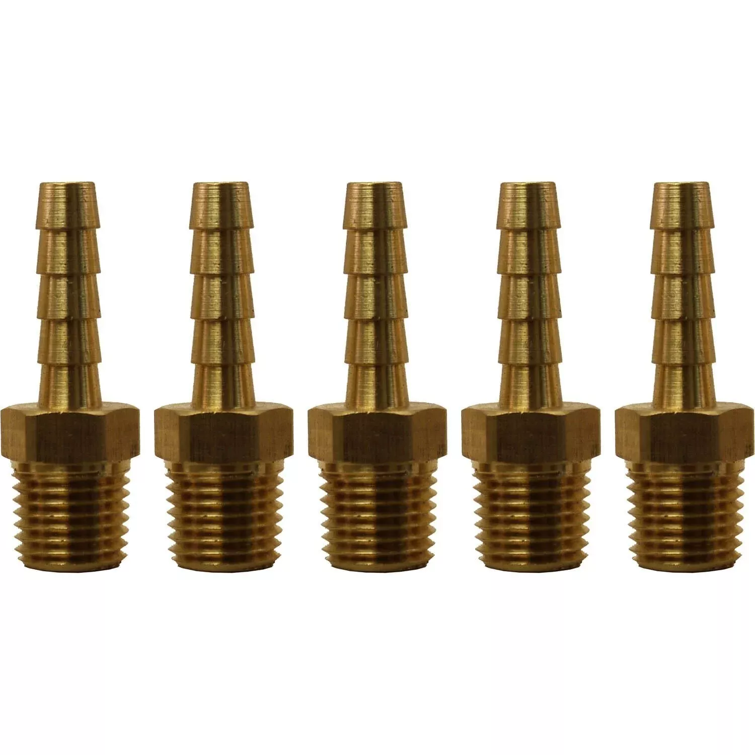 1/4″ Hose Barb x 1/4″ MPT Brass Hose Fitting Pack of 5