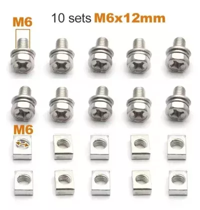 10 SET BATTERY TERMINAL SQUARE NUT & BOLT SCREWS M6X12mm 4AH 5AH 6AH 7AH UNIVERSAL