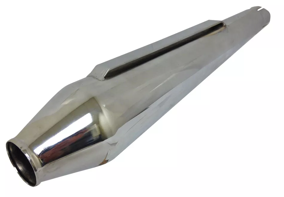 18″ Reverse Cone Megaphone Muffler Chrome | 1-3/8″ ID Inlet