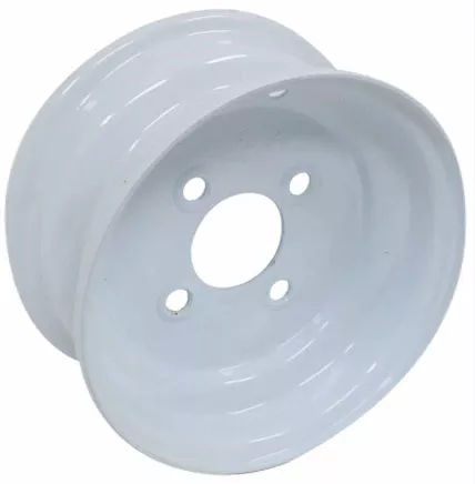 8" Steel Wheel (4 on 4) White Powdered Painted | 4" Bolt Circle