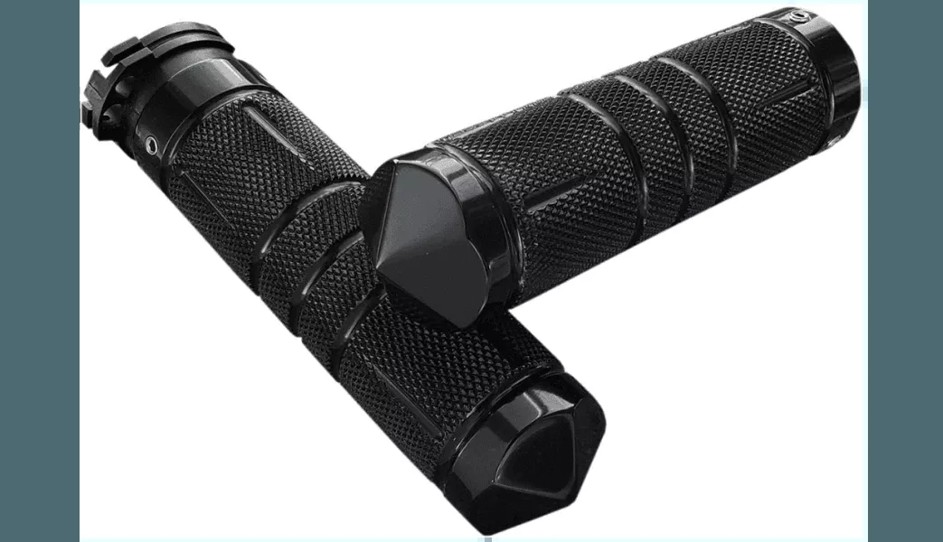 Accutronix Knurled Diamond Handlebar Grips for Harley Davidson Models '08-23