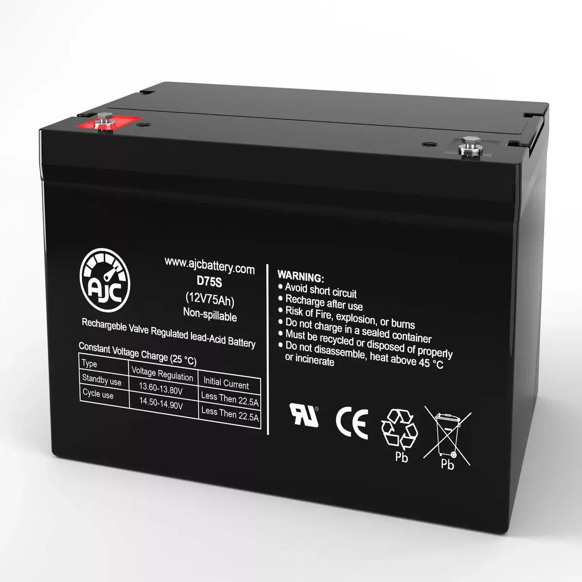 AJC 12V 75Ah IT Sealed Lead Acid – AGM – VRLA Battery