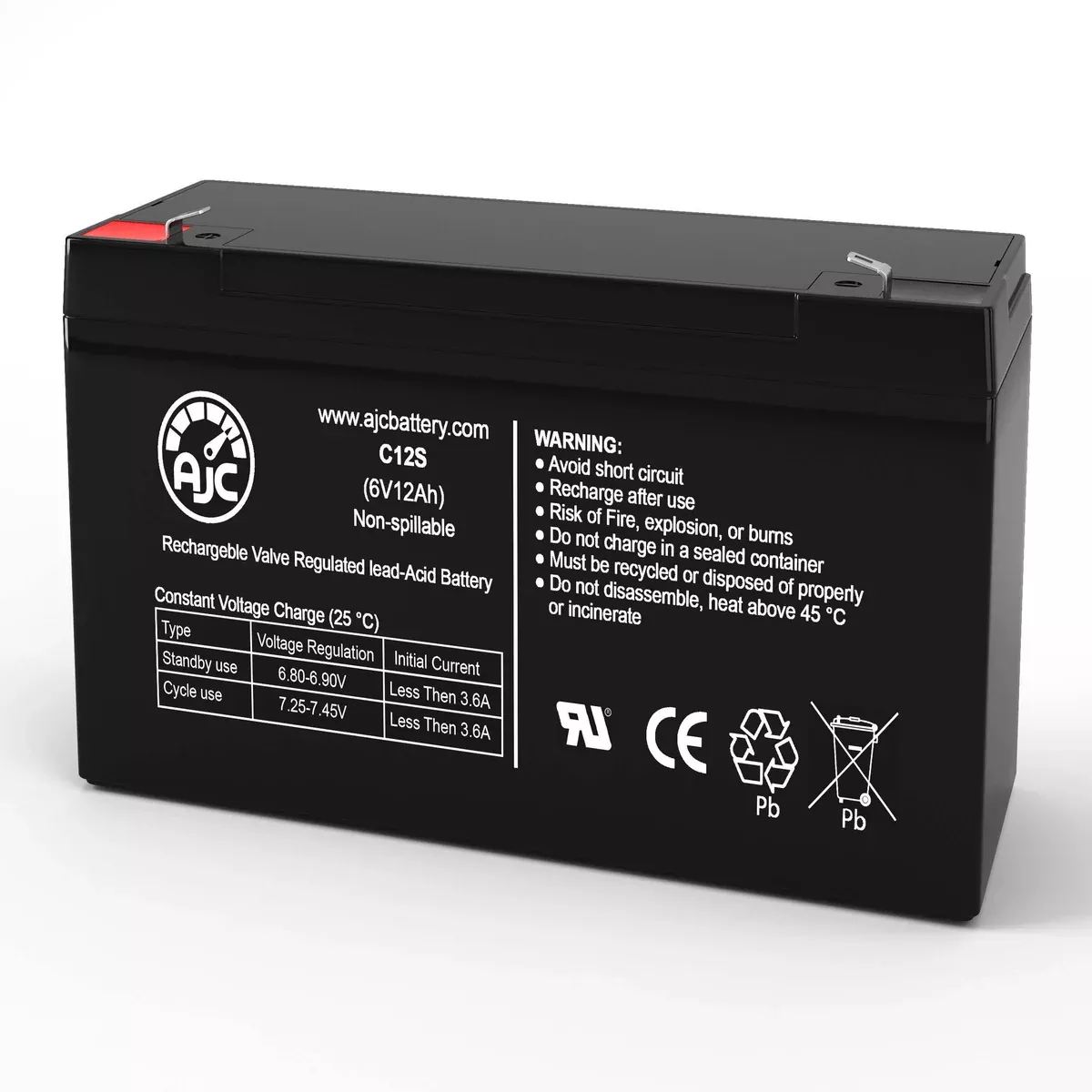 AJC Battery Brand Replacement for Johnson Controls JC-6100 6V 12Ah UPS Battery