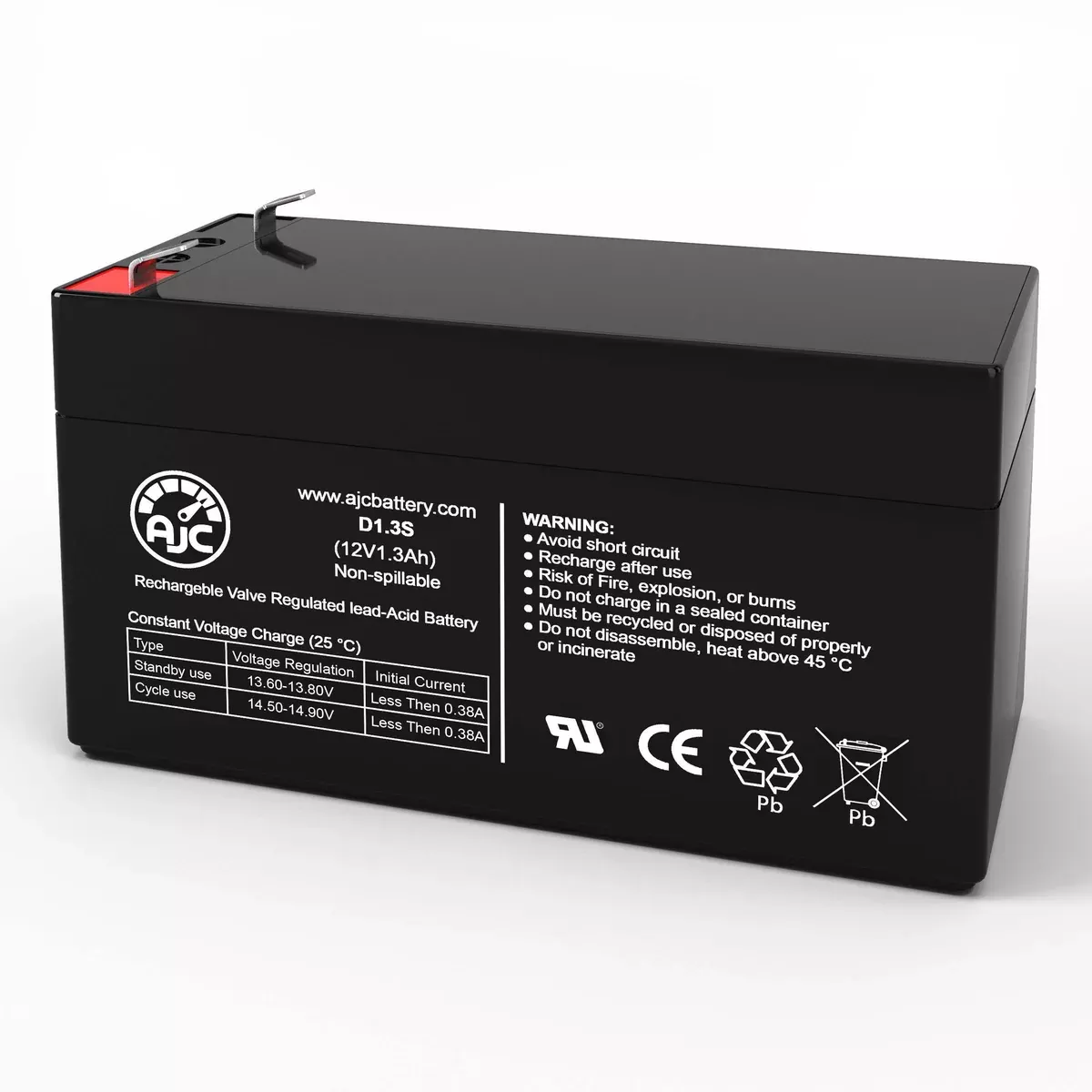 AJC Battery Compatible with B&B BP1.2-12 3.82 x 1.77 x 2.32 12V 1.3Ah UPS Battery