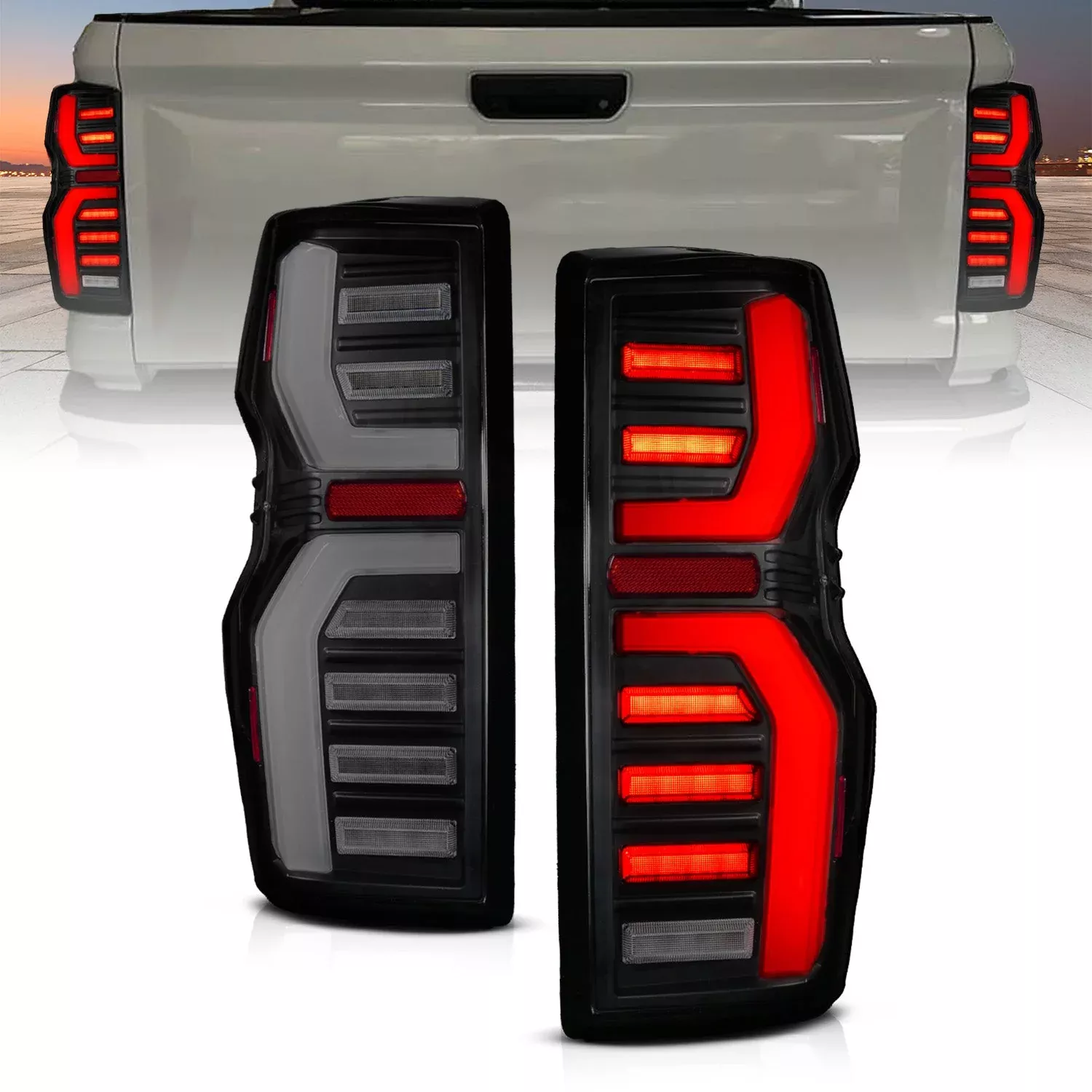 ANZO 23-25 Chevy Colorado Full LED Tail Lights Ignition Initiation / SeqSig Black – Pair 311491X