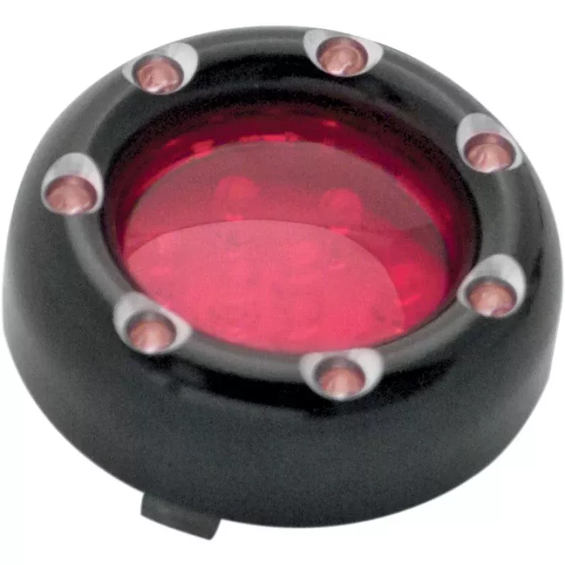 Arlen Ness 12-755 Black Fire Ring Turn Signals Red LED Lens Bullet Deuce Style