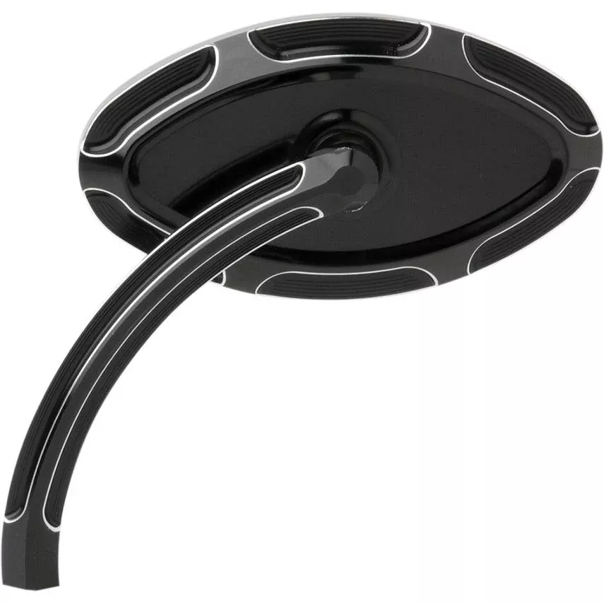 Arlen Ness Black Beveled Short Stem Left Side Handlebar Mirror Harley or Metric