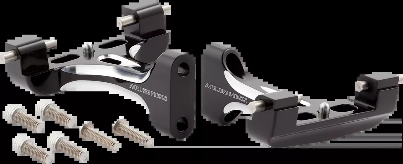 Arlen Ness Black Contrast Passenger Floorboard Mounts for 1993-26 Harley Touring