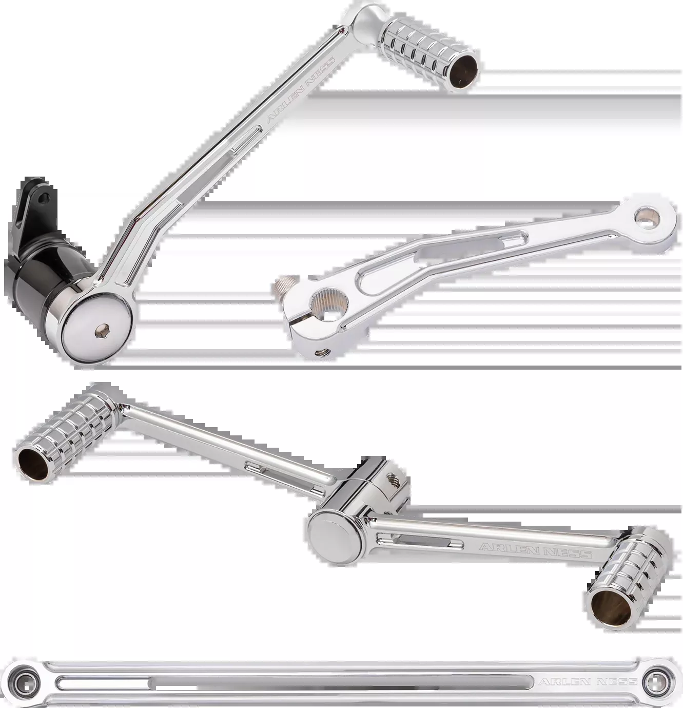 Arlen Ness Chrome SpeedLiner Heel-Toe Foot Control Kit for 99-26 Harley Touring