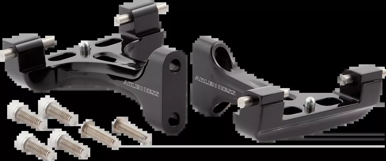 Arlen Ness Forged Black Passenger Floorboard Mounts for 1999-2026 Harley Touring