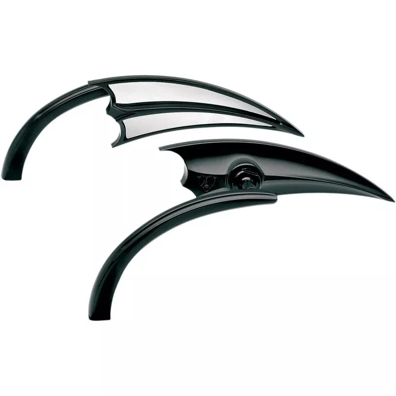 Arlen Ness Micro Black Scoop Left & Right Side Mirror Set Harley Metric Pair
