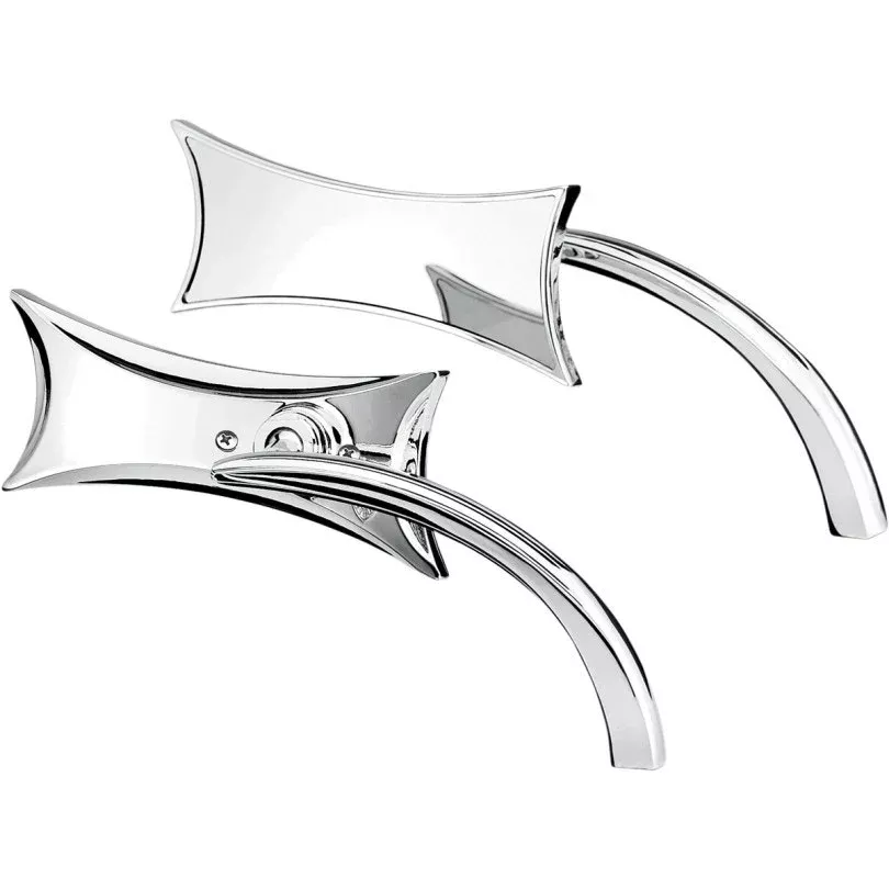 Arlen Ness Micro Chrome Four Point Left & Right Side Mirror Set Harley Metric Pair
