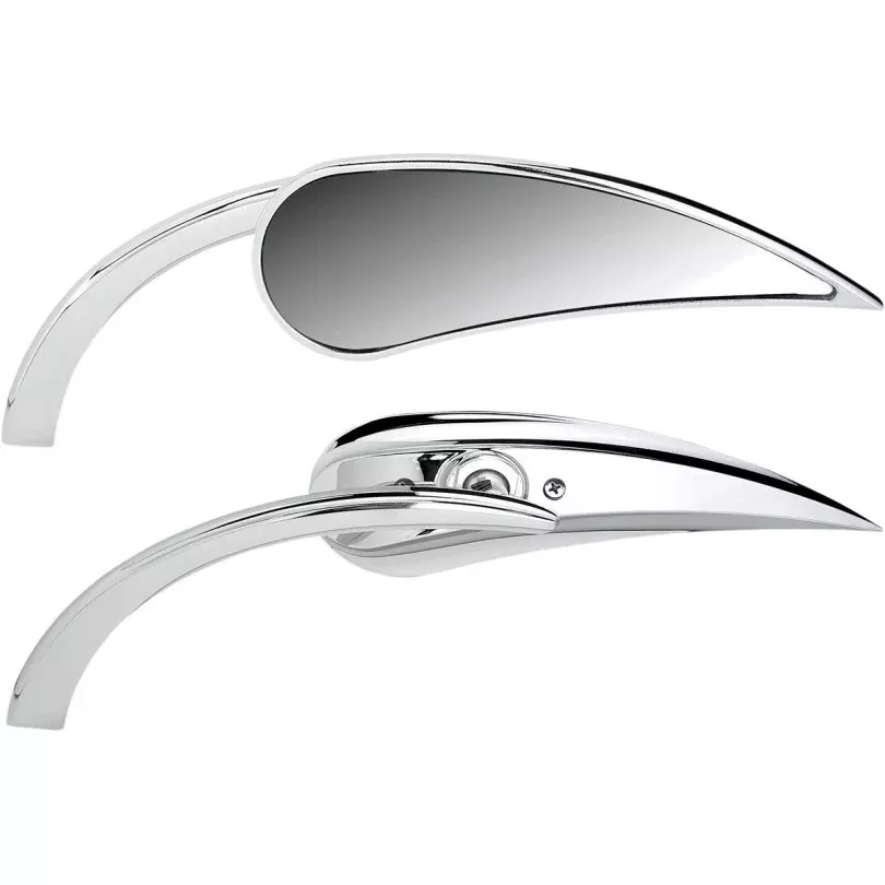 Arlen Ness Micro Chrome RAD II Teardrop Left & Right Side Set Mirror Harley or Metric Pair