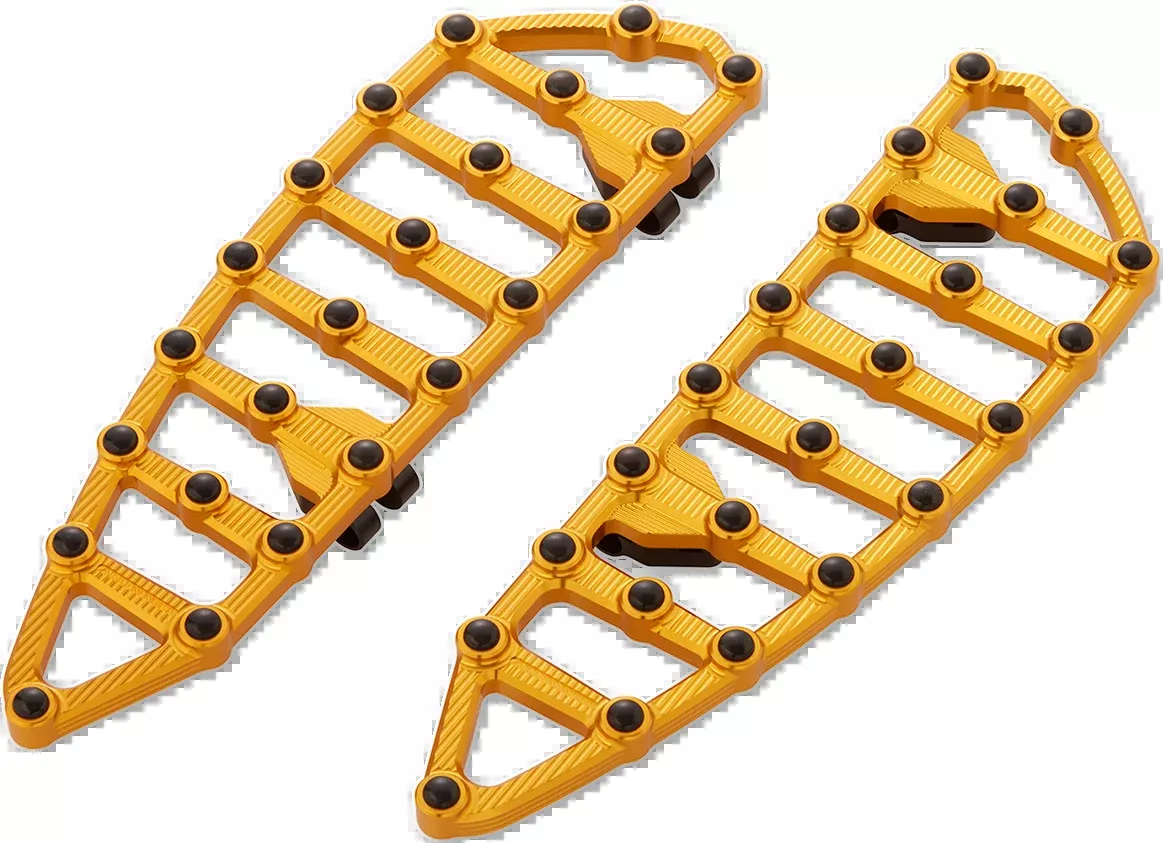 Arlen Ness MX Gold Driver Floorboards for 1980-26 Harley Touring Softail Models