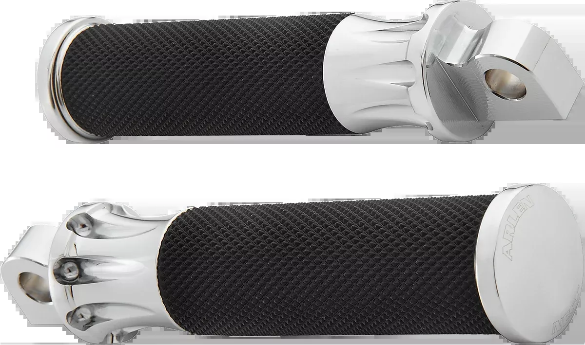 Arlen Ness Pair Male Mount Fusion Deep Cut Chrome Footpegs for Harley Davidson
