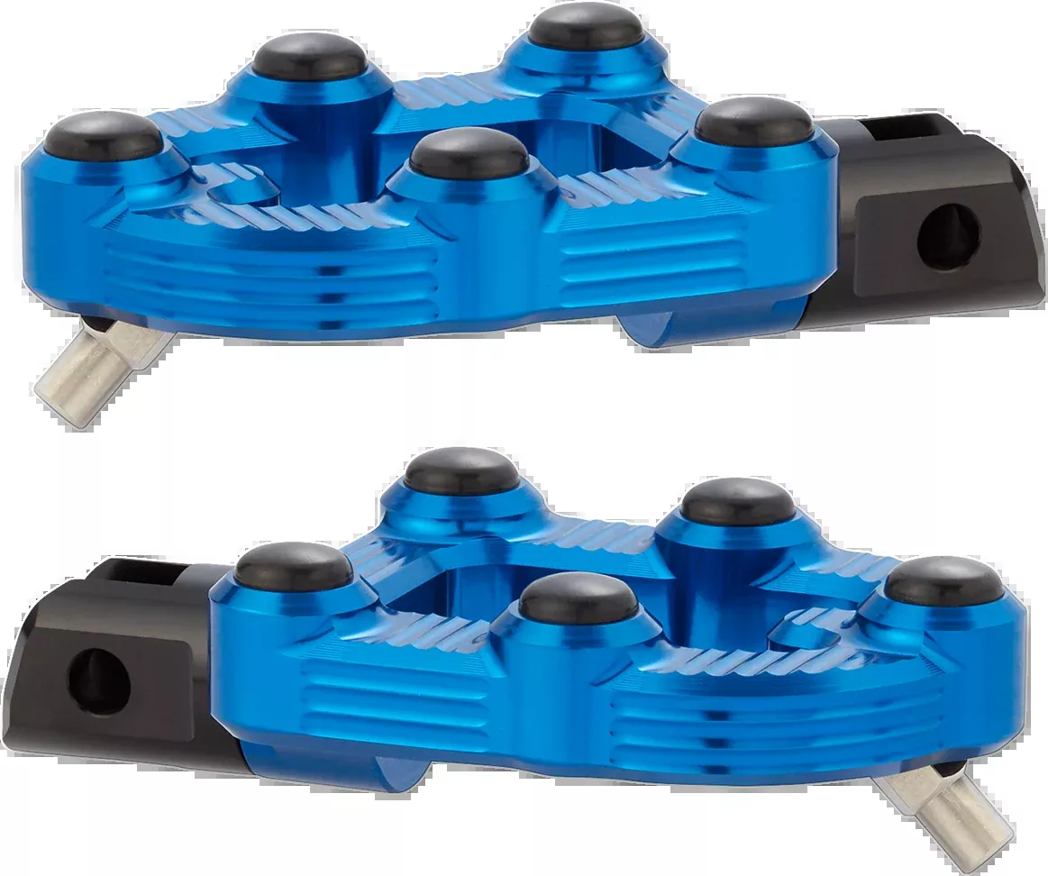 Arlen Ness Pair MX Billet Aluminum Rubber Blue Driver Footpegs for Harley Indian