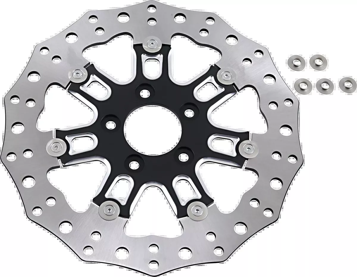 Arlen Ness Single Black Front 7 Valve Brake Rotor 2006-17 Harley Touring Softail