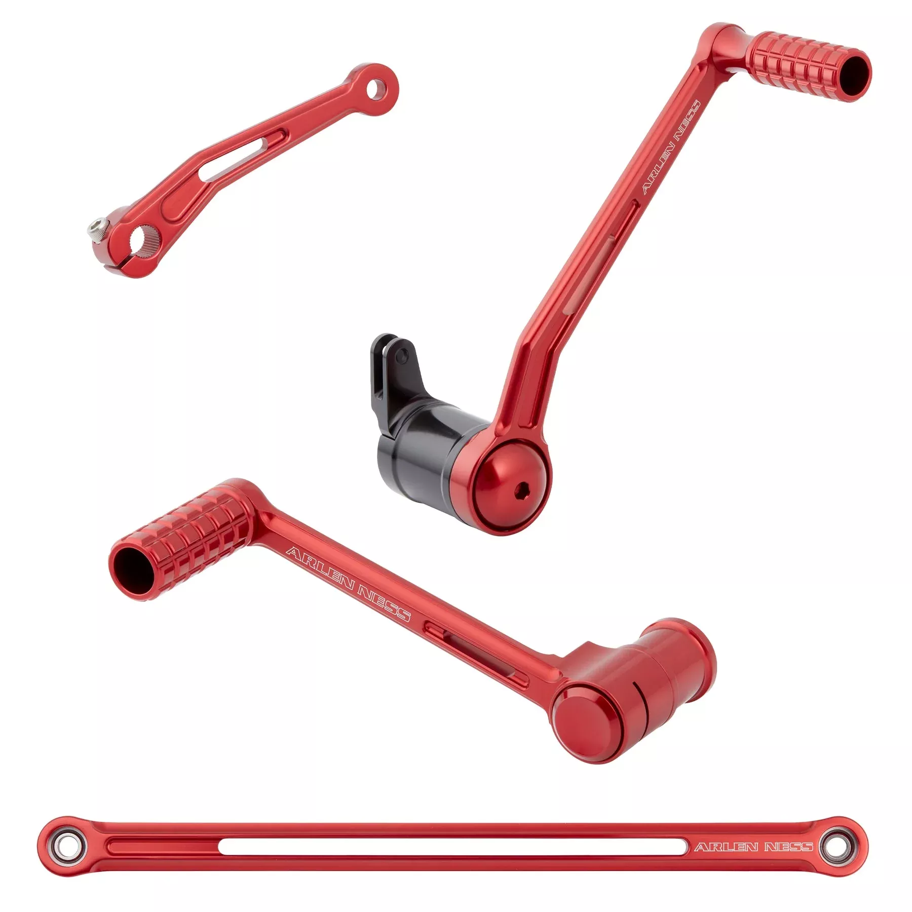 Arlen Ness Speedliner Red Solo Foot Control Kit for 2000-2026 Harley Road Glide