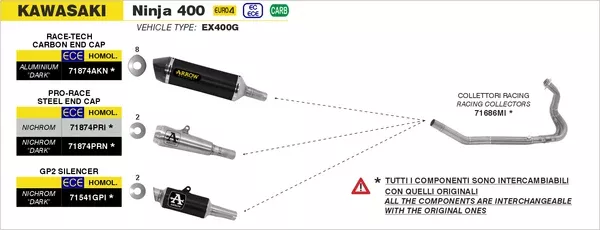 Arrow 71541GPI GP2 Dark Slip Ons Kit