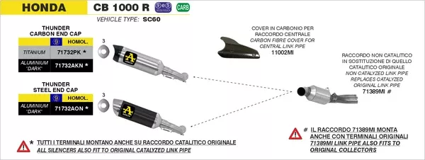 Arrow 71732AKN Street Thunder Aluminium Dark Slip On With Carbon End Cap