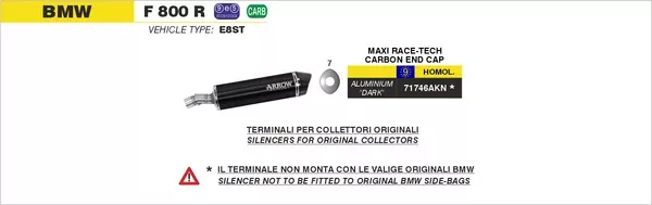 Arrow 71746AKN Maxi Race-Tech Aluminium Dark Slip On With Carbon End Cap