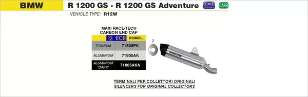 Arrow 71805AK Maxi Race-Tech Aluminium Slip On With Carbon End Cap