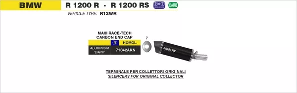 Arrow 71842AKN Maxi Race-Tech Aluminium Dark Slip On With Carbon End Cap