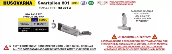 Arrow 71975AKN Indy Race EVO Aluminium Dark Slip On With Carbon End Cap