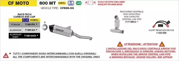 Arrow 71991AKN Race-Tech Aluminium Dark Slip On With Carbon End Cap
