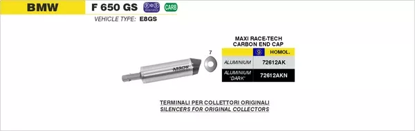 Arrow 72612AK Maxi Race-Tech Approved Aluminium Slip On With Carbon End Cap