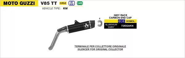 Arrow 72632AKN Indy Race Aluminium Dark Slip On With Carbon End Cap