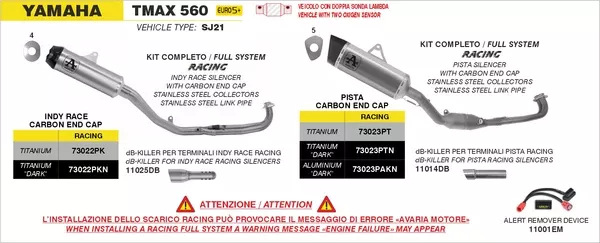 Arrow 73023PTN Full System Racing With Pista Titanium Dark Slip Ons