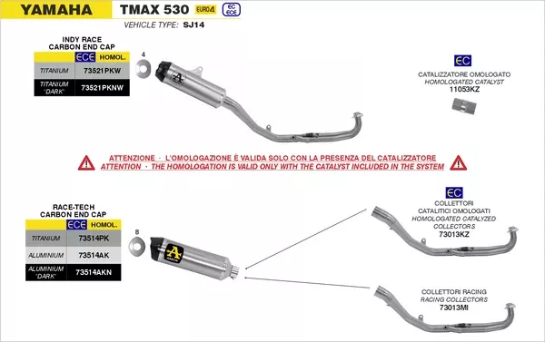Arrow 73514AK Race-Tech Aluminium Slip On With Carbon End Cap