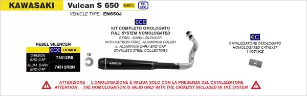 Arrow 74512RBN Full System Rebel With Aluminium Dark Rear End Cap