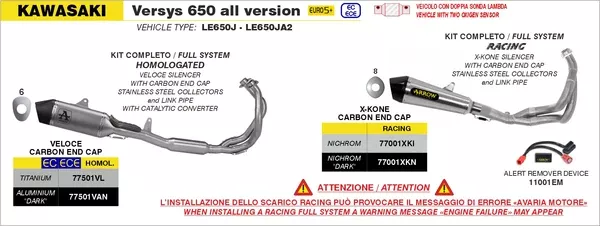 Arrow 77001XKN Full System Racing With X-Kone Dark Slip Ons