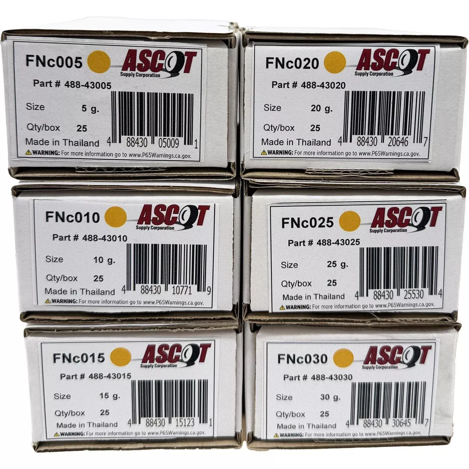 Ascot FN Style Coated Lead Clip-On Wheel Weight Bundle 5gm-30gm (6 Items)
