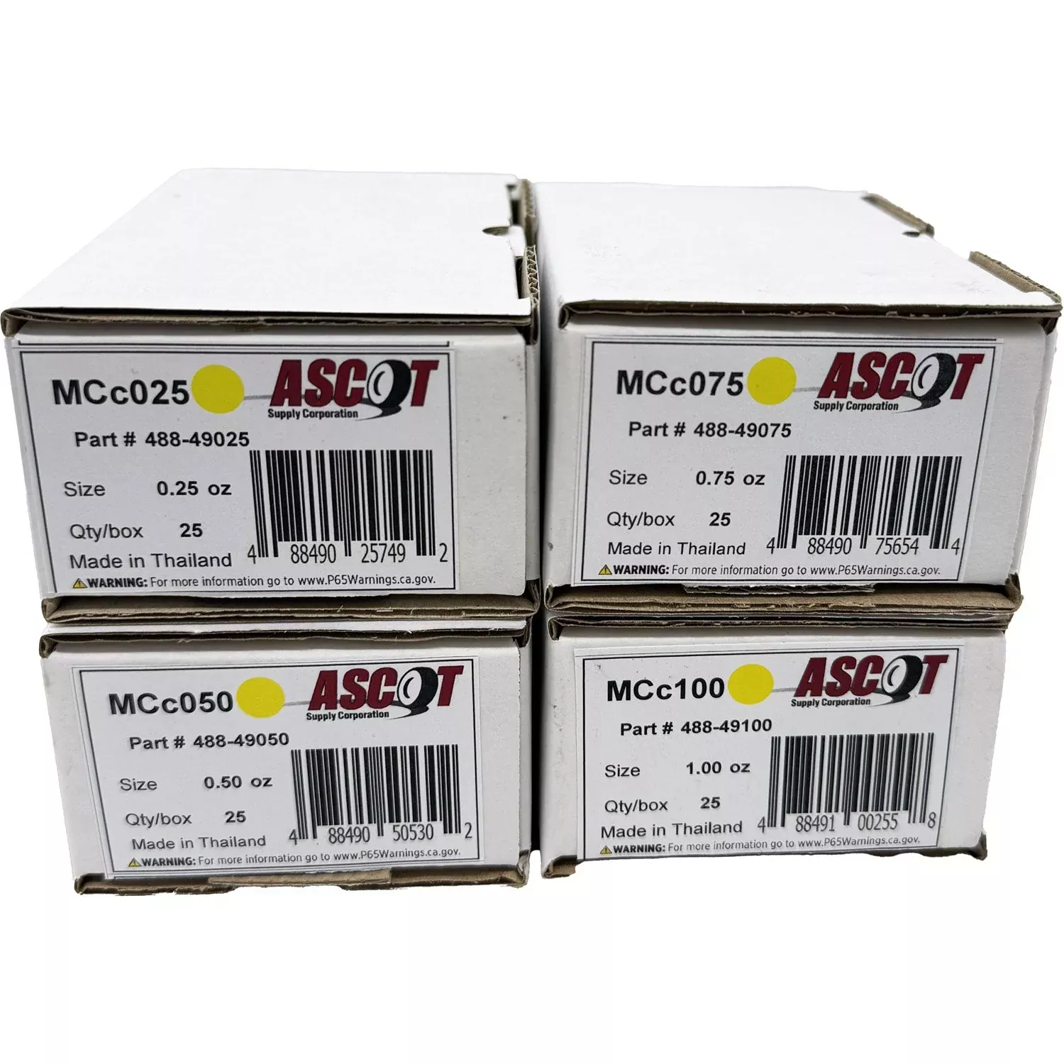 Ascot MC Style Coated Lead Clip-On Wheel Weight Bundle .25oz-1.00oz (4 Items)