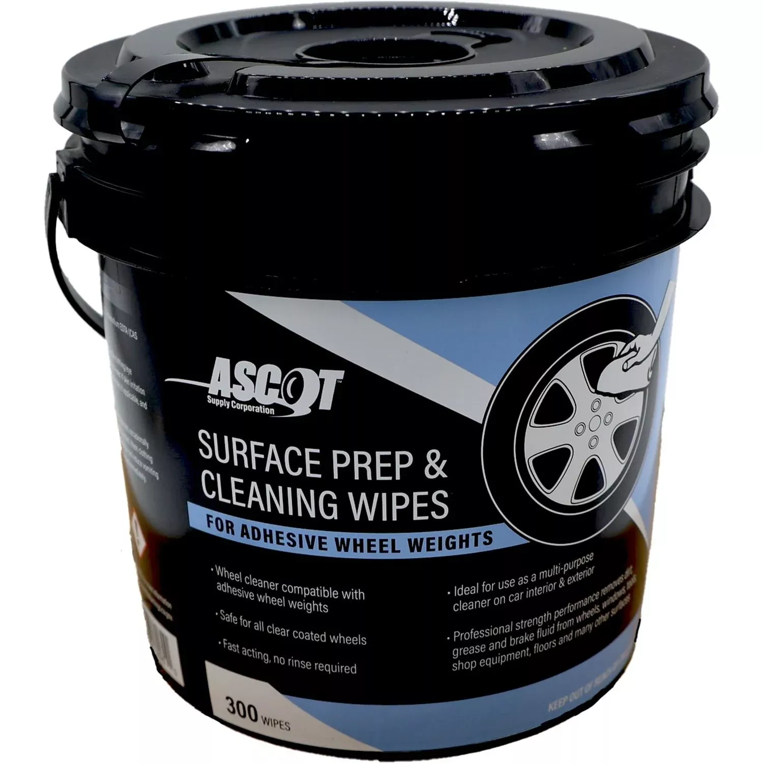 Ascot Surface and Prep Cleaning Wipes for Adhesive Wheel Weights – 300 Wipes