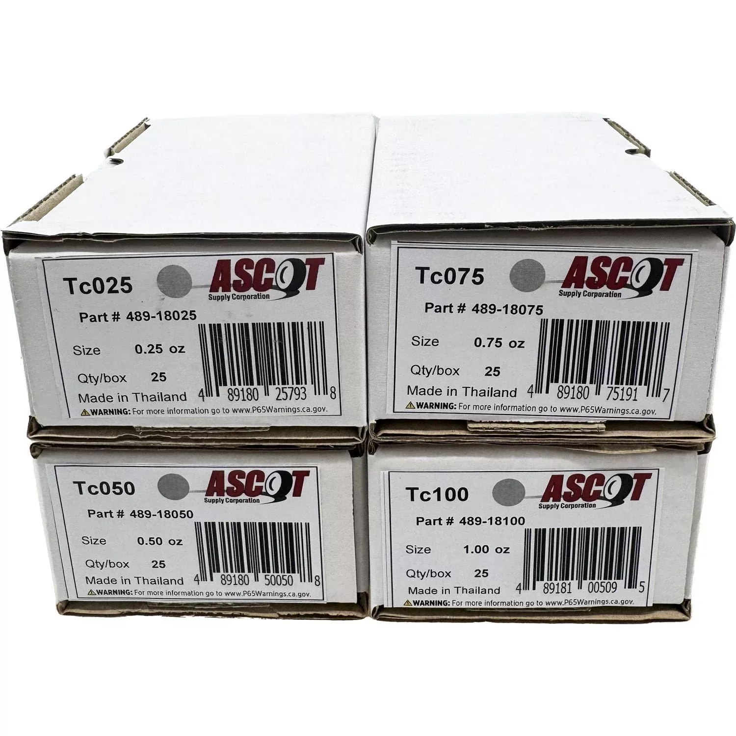 Ascot T Style Coated lead Clip-On Wheel Weight Bundle .25oz-1.00oz (4 Items)