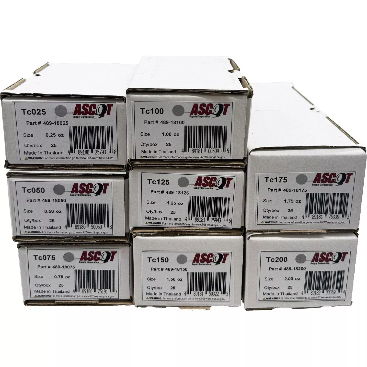 Ascot T Style Coated Lead Clip-On Wheel Weight Bundle .25oz-2.00oz (8 Items)
