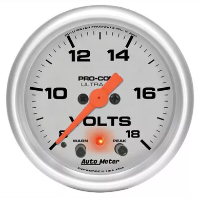 Autometer 2-1/16in U/L Volt Gauge w/Peak & Warning 4383
