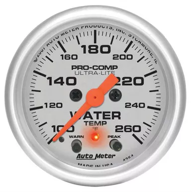 Autometer 2-1/16in U/L Water Temp Gauge w/Peak & Warning 4354