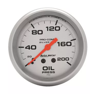 Autometer Pro Comp 2-5/8in Silver Liq-Fill Oil 0-200 PSI 4622