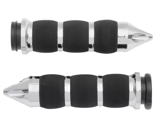 Avon Air Cushion Chrome Spike Fly by Wire Handlebar Grips (AIR-90-CH-FL-SP)
