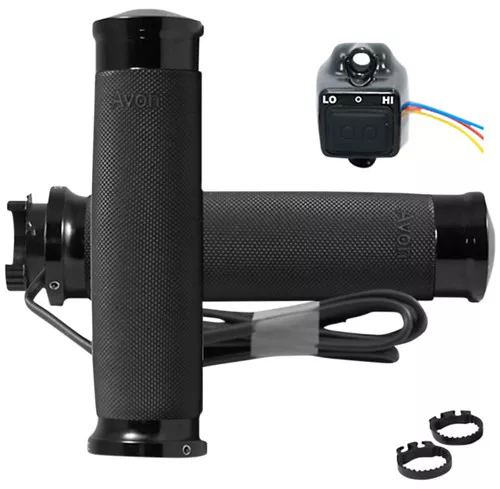 Avon Air-SS Heated Chrome/Black Handlebar Grips (MT-CC-86-ANO-HT)
