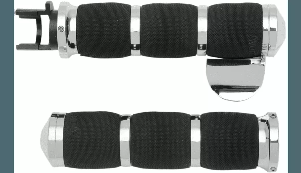 Avon Grips 3-Ring Air Cushioned Grips with Throttle Boss for '14-17 Indian Touring Models - Black Anodized