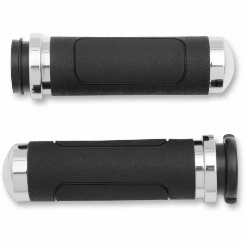 Avon V-Cruiser Chrome/Black Handlebar Grips (Fly by Wire) (VT-62-CH-FLY)