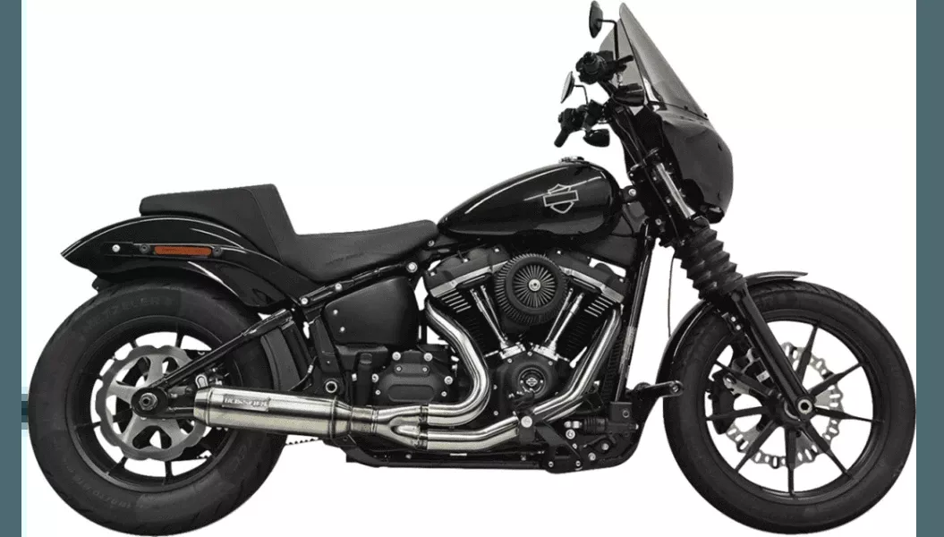 Bassani 2-into-1 Exhaust System with 4" Superbike Muffler for '18-24 Harley Davidson FXLRS, FXBB, FXFBS, FXFB Softail Models - Stainless