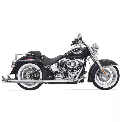 Bassani Chrome 33" True Duals Exhaust with 2.25" Fishtail Mufflers for 2007-2017 Harley Softail - No Baffles